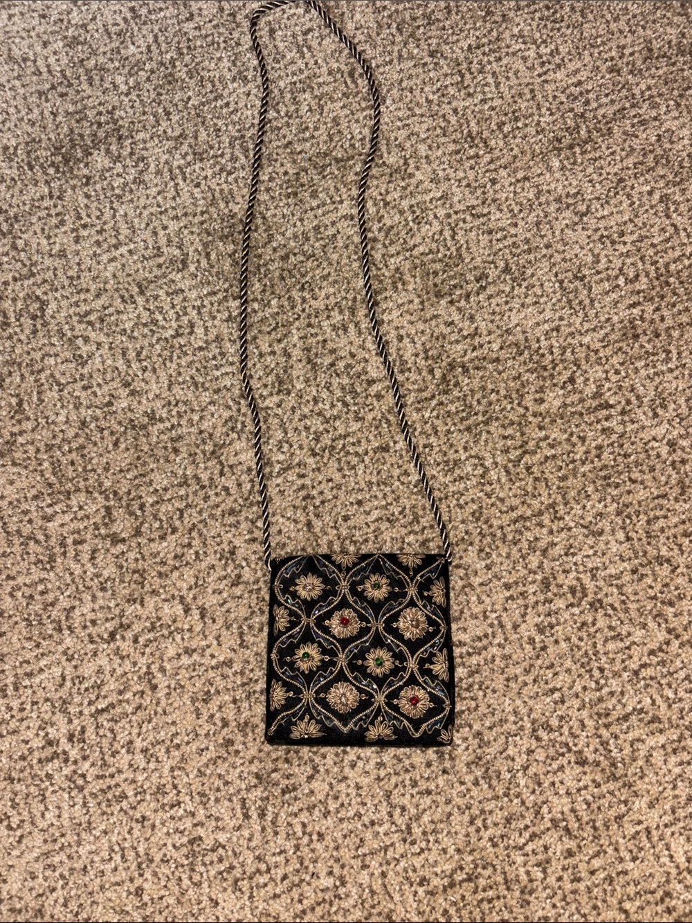 Beaded Mini Evening Bag Black Velvet Beaded